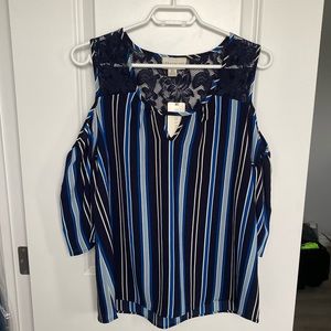 NWT Urbanology Striped Cold Shoulder Blouse
